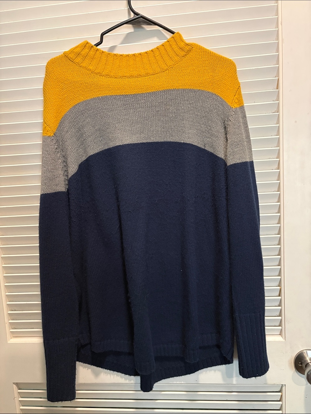 a.n.a Women's Colorblock Crewneck Sweater - Yellow, Gray & Navy